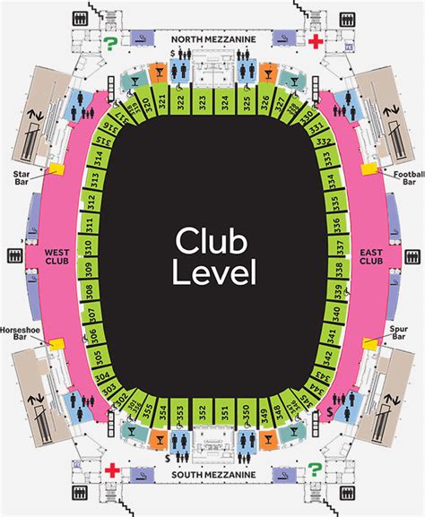 Nrg club level map - The 300 Level at NRG Stadium is often referred to as the Club Level. But that distinction only applies to sideline and corner sections in the 300s. On the NRG Stadium Seating Chart, endzone sections in the 300s are known as the Mezzanine Level. 